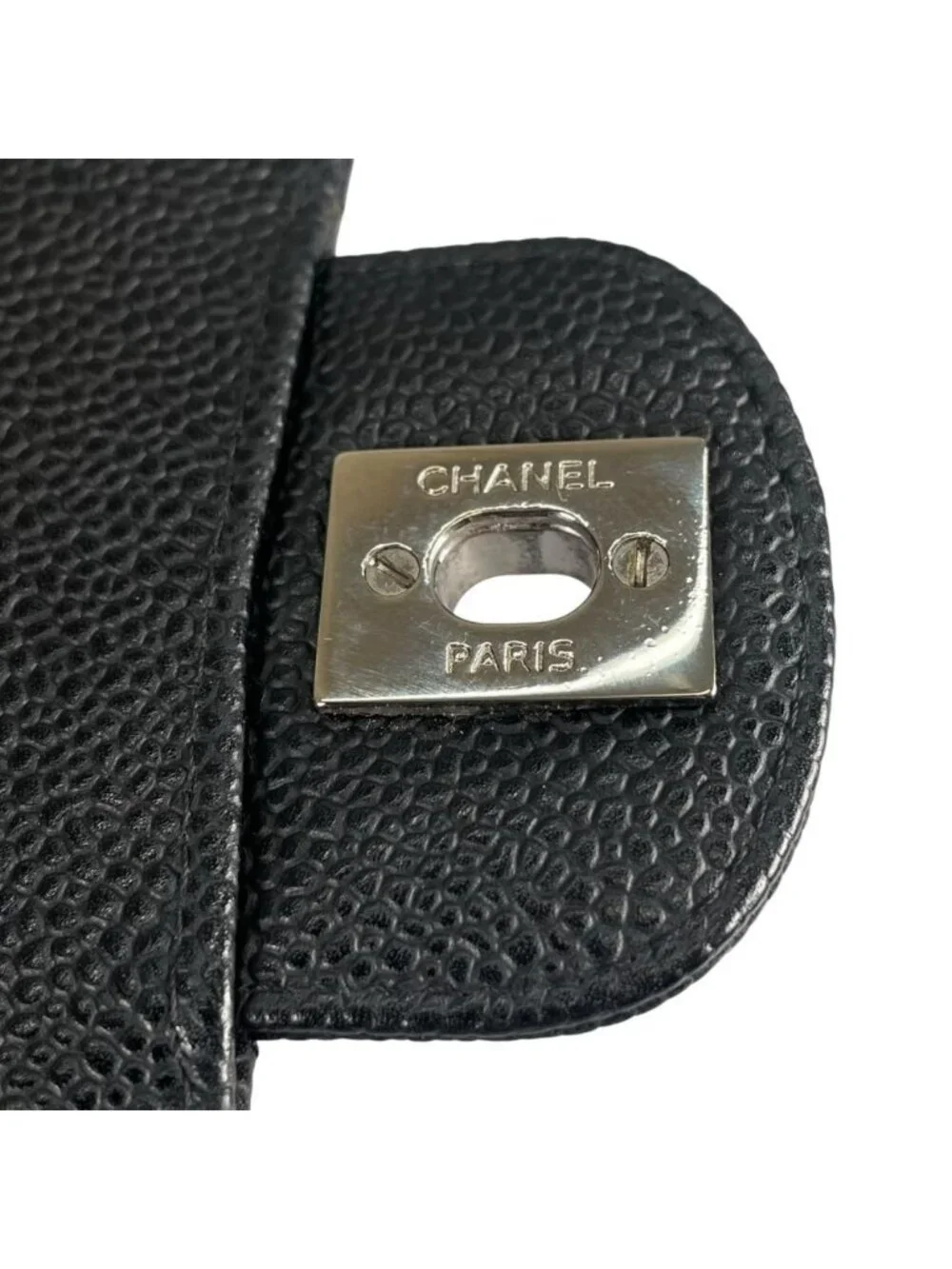 Chanel Shoulder Bag Quilted 25 Silver Chain Black